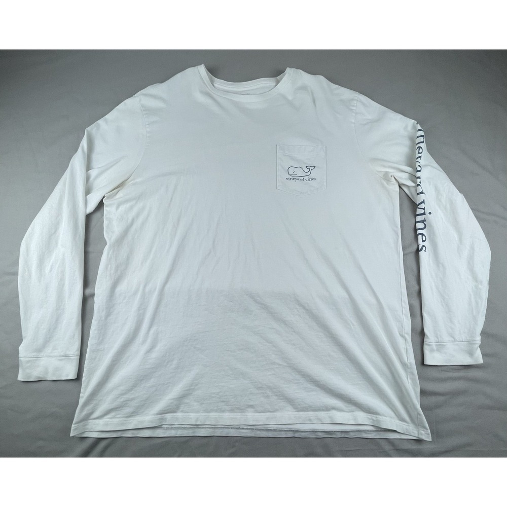 VINEYARD VINES LONG SLEEVE T SHIRT MENS‎ 2XL WHITE WHALE LOGO POCKET COTTON